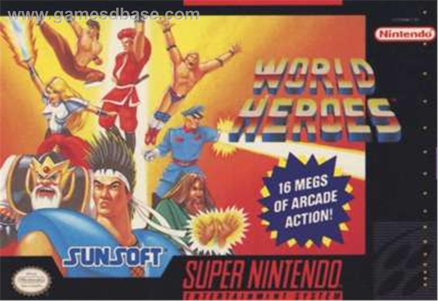 WORLD HEROES - SNES (W/BOX & MANUAL)