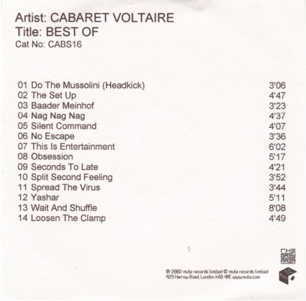CABARET VOLTAIRE - BEST OF