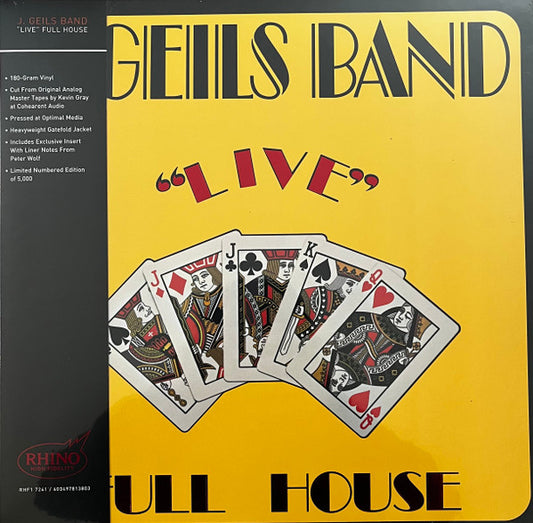 THE J. GEILS BAND - "LIVE" FULL HOUSE