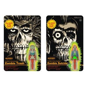 RETURN OF THE LIVING DEAD: ZOMBIE TRASH/ZOMBIE SUICIDE - REACTION-3.75"-SET OF 2-GLOW IN THE DARK